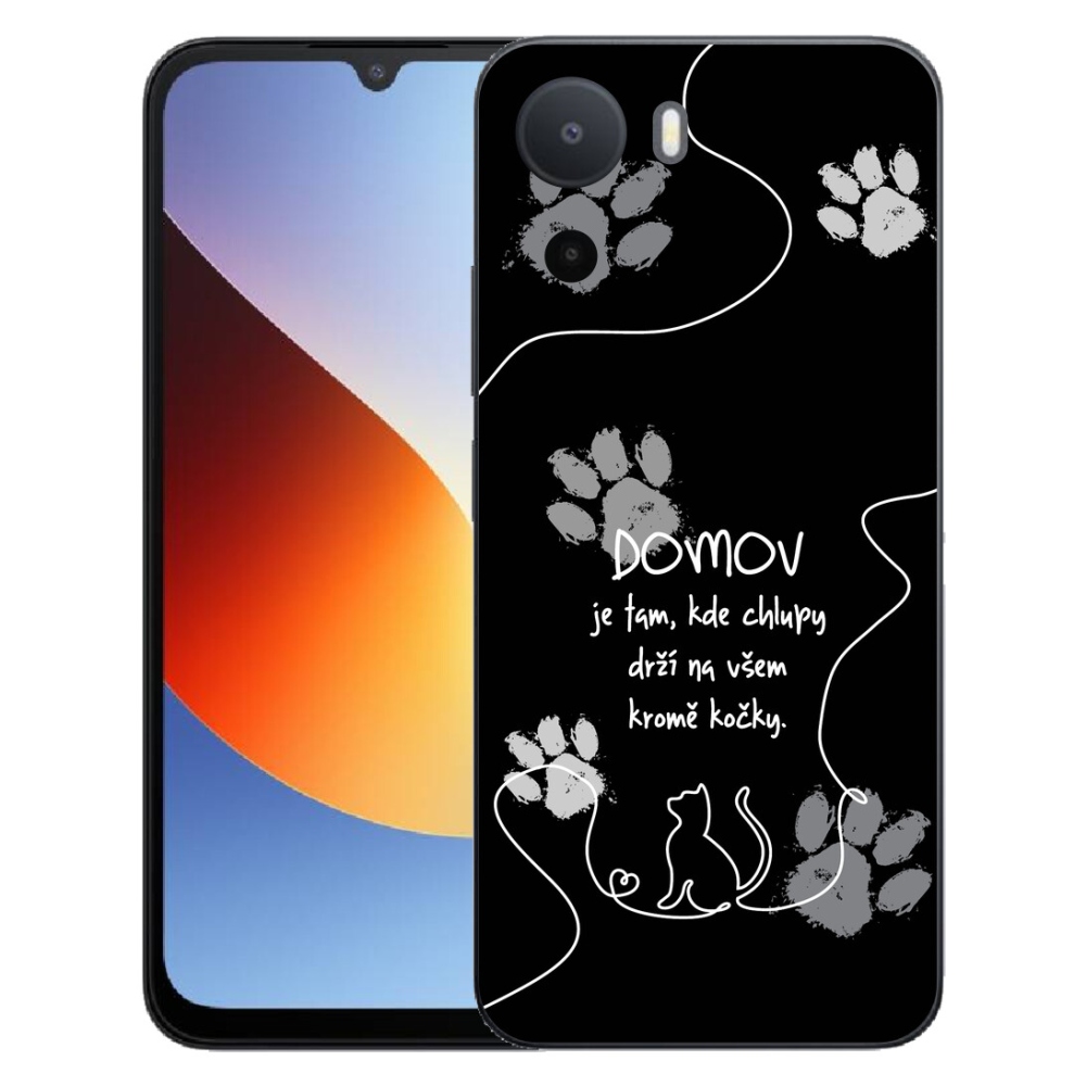 mmCase gél tok a Xiaomi Redmi A7 Pro-hoz – macskás motívum, fekete háttér