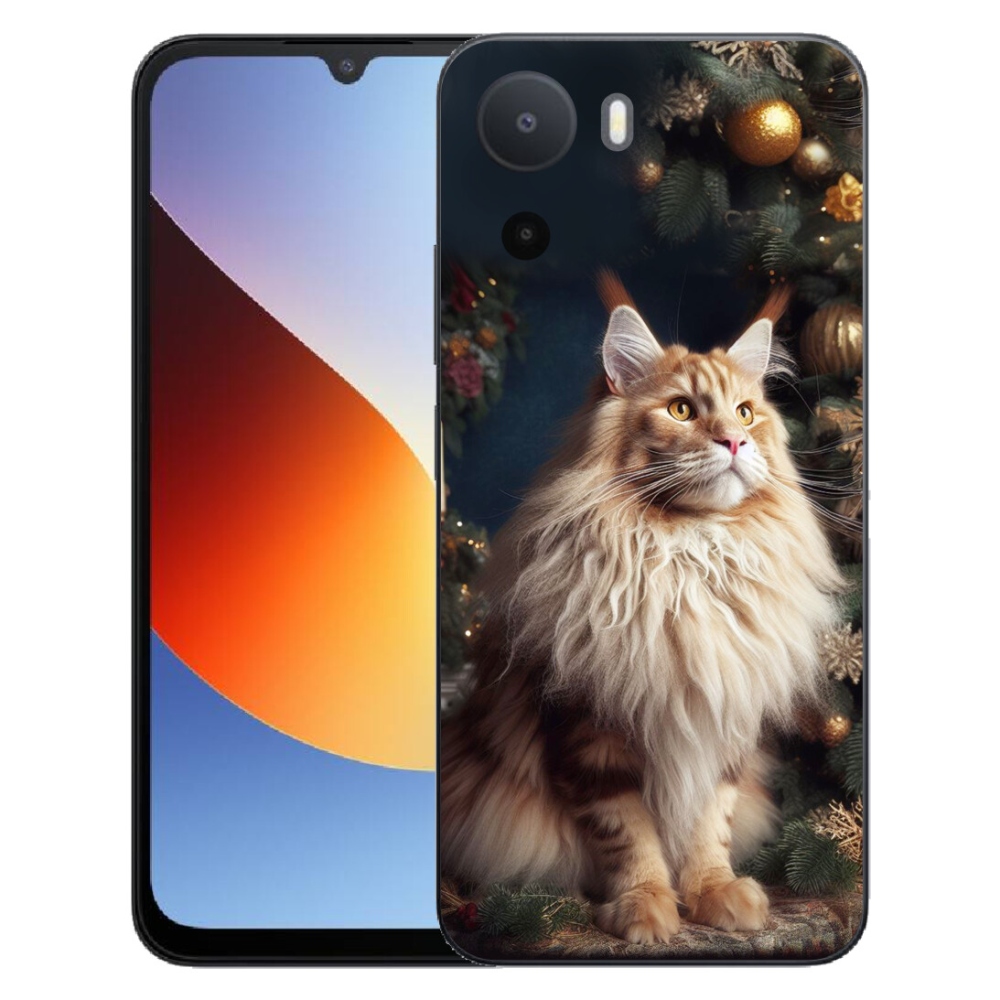 mmCase gélhuzat a Xiaomi Redmi A7 Pro-hoz – macska a karácsonyfa mellett