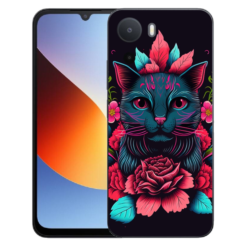 mmCase gél tok a Xiaomi Redmi A7 Pro-hoz – virágok és macska