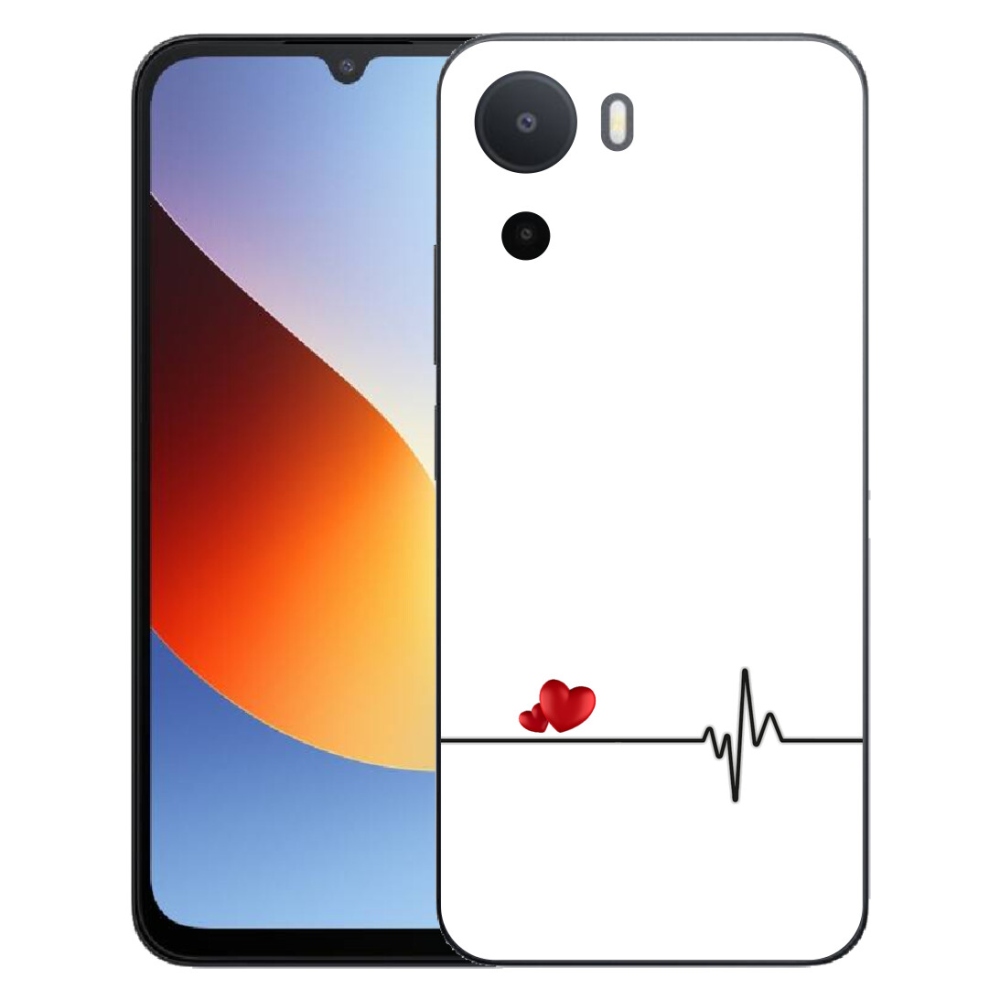 mmCase géltok a Xiaomi Redmi A7 Pro-hoz – szív és pulzus fehér háttérrel