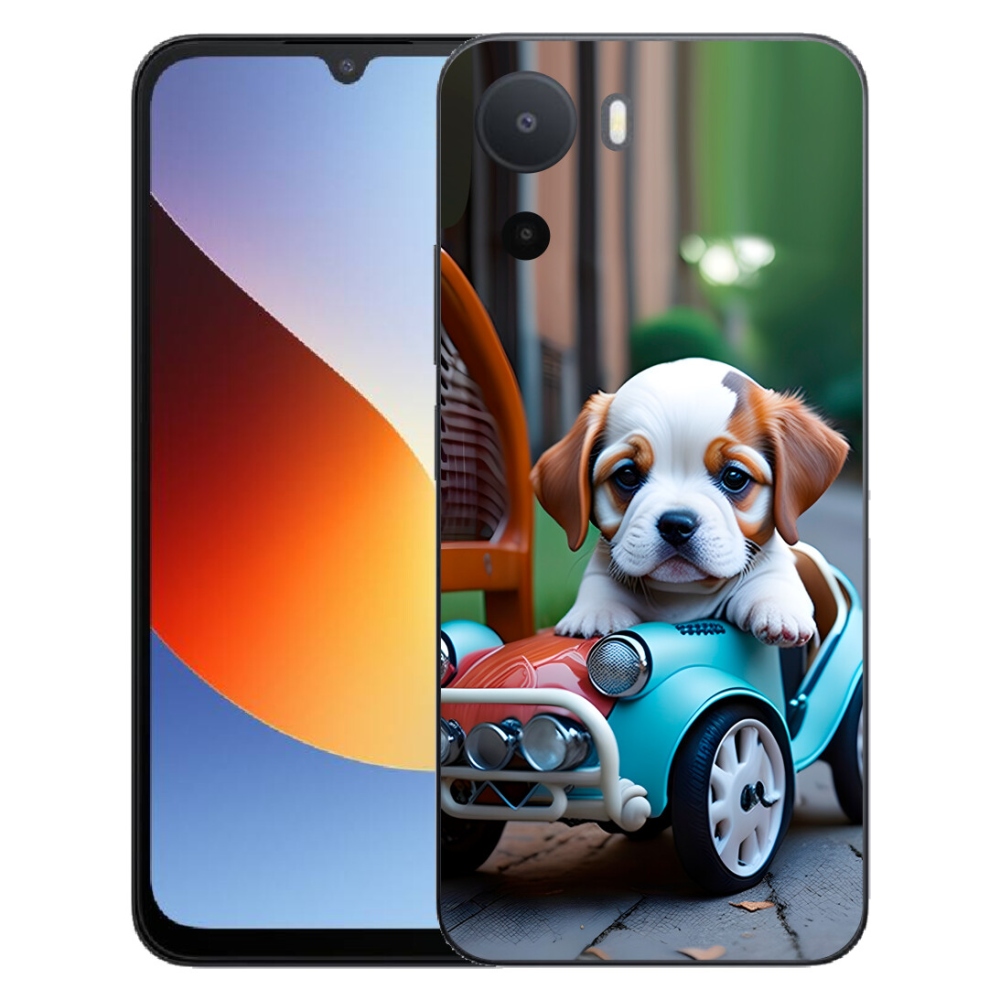 mmCase géltok a Xiaomi Redmi A7 Pro-hoz – kiskutya retro autóban