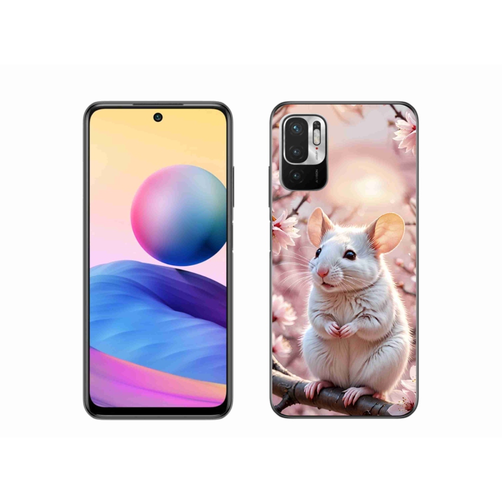 Gél borító mmCase a Xiaomi Redmi Note 10 5G-hez - fehér egér az ágon