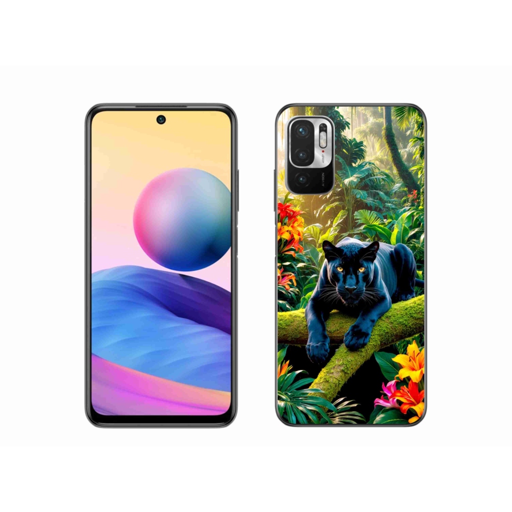 Gél borító mmCase a Xiaomi Redmi Note 10 5G-hez - fekete párduc a dzsungelben
