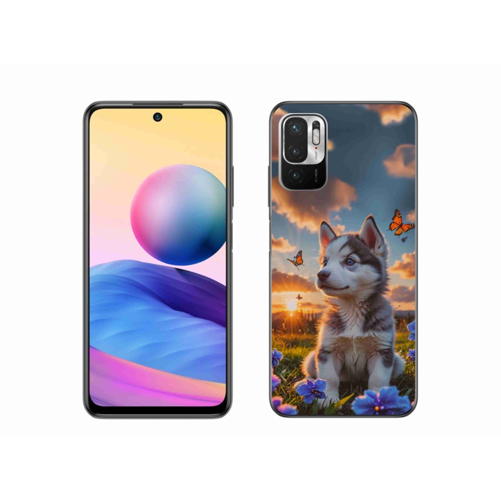 Gél borítás mmCase a Xiaomi Redmi Note 10 5G-hez - husky a naplementében