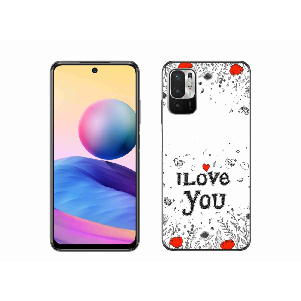 Gél borító mmCase a Xiaomi Redmi Note 10 5G-hez - I love you fehér háttérrel