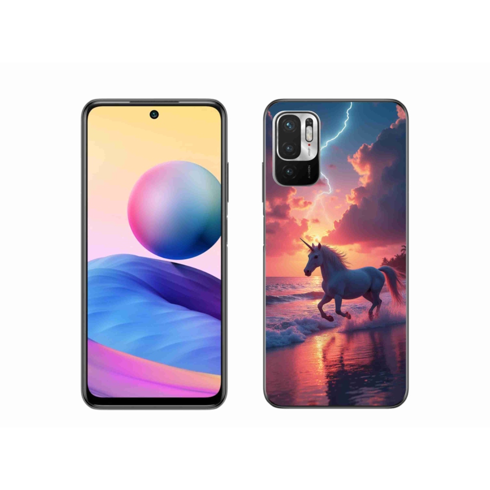 Gél borítás mmCase a Xiaomi Redmi Note 10 5G-hez - egyszarvú a tengerparton