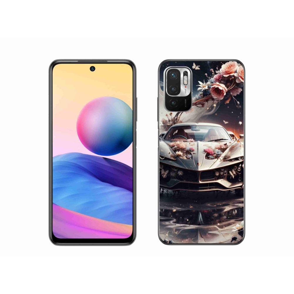 Gél borító mmCase a Xiaomi Redmi Note 10 5G-hez - virágos sportkocsi