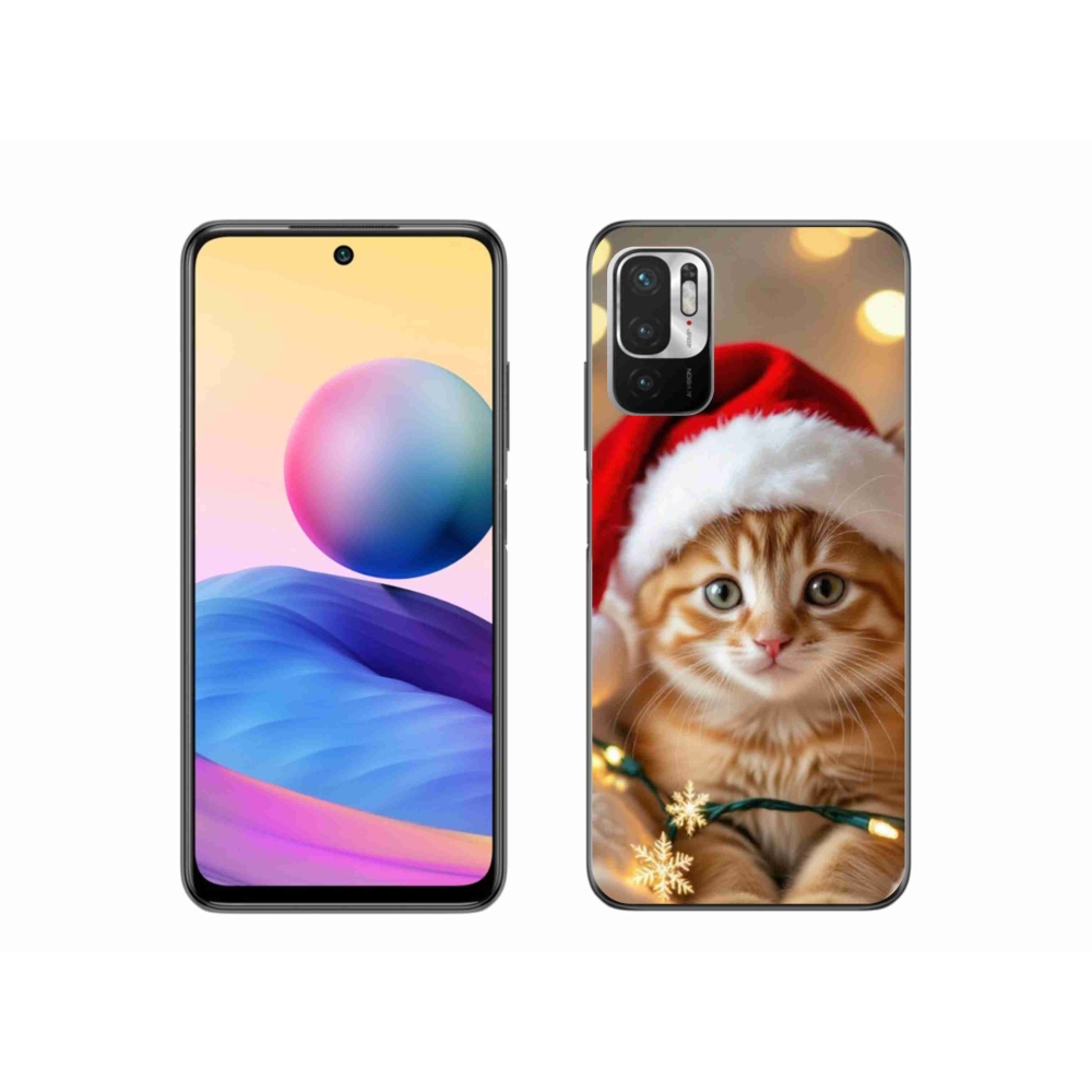 Gél borító mmCase a Xiaomi Redmi Note 10 5G-hez - Karácsonyi cica