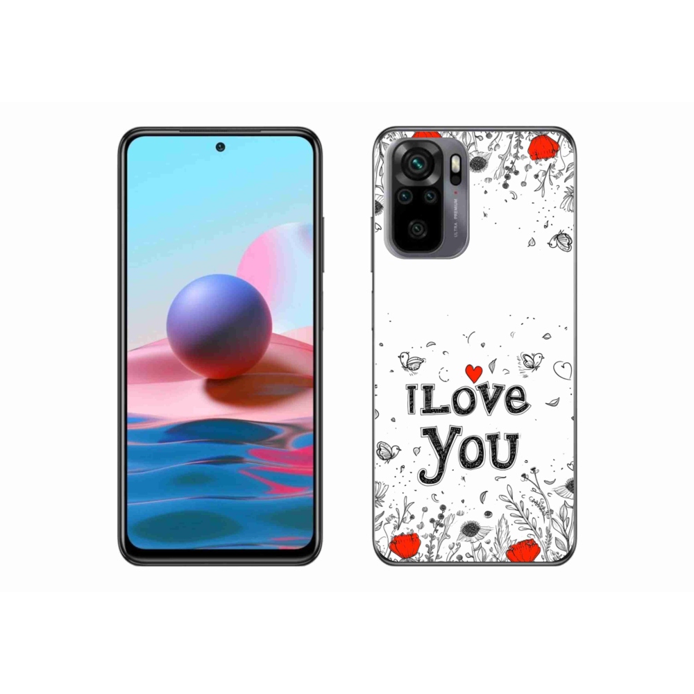 Gél borítás mmCase a Xiaomi Redmi Note 10 készülékhez - I love you fehér háttérrel