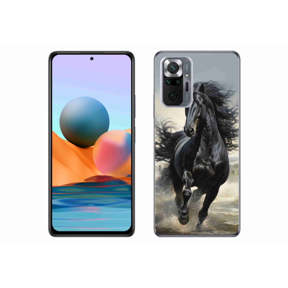 Gél borítás mmCase a Xiaomi Redmi Note 10 Pro számára - futó fekete ló