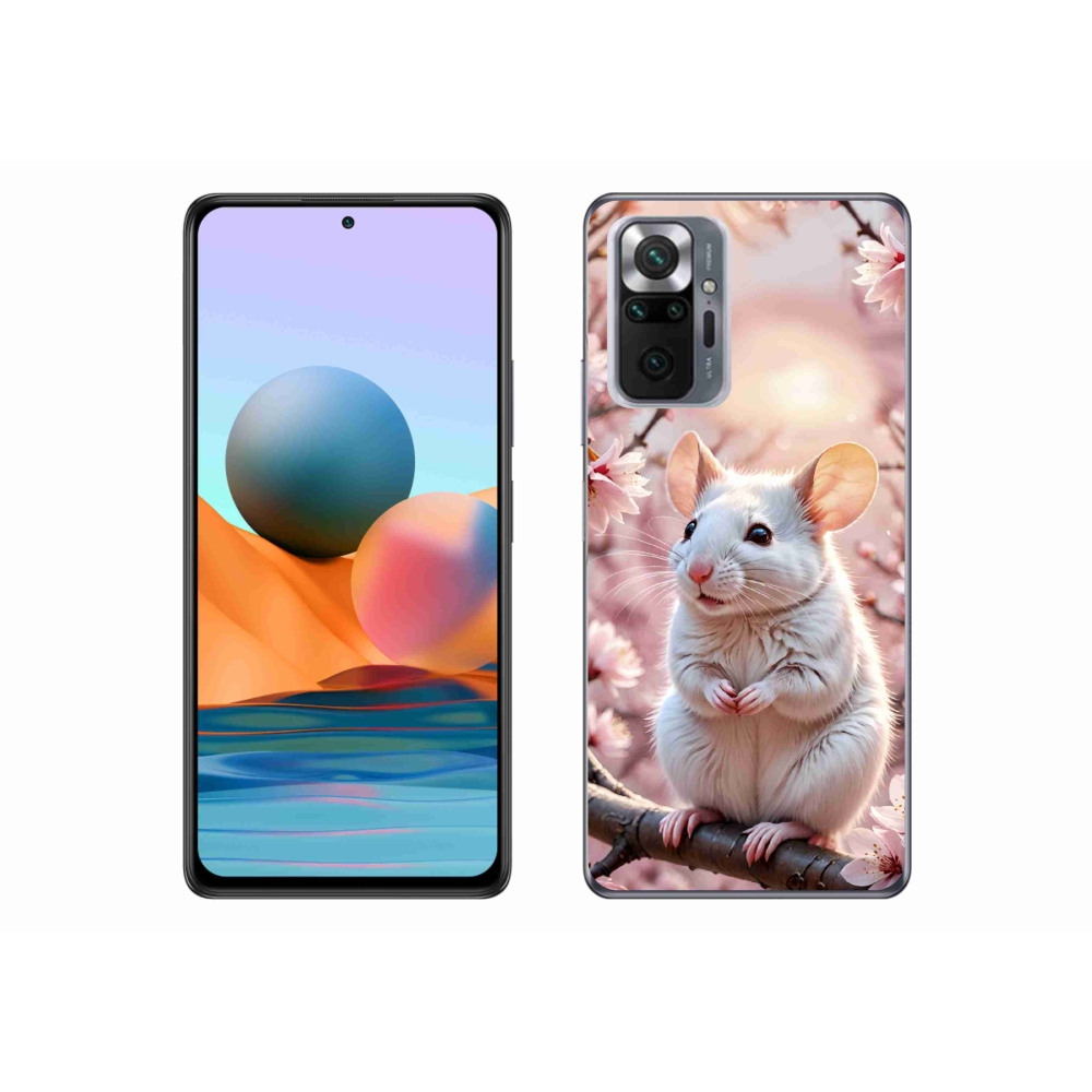 Gél borítás mmCase a Xiaomi Redmi Note 10 Pro számára - fehér egér az ágon
