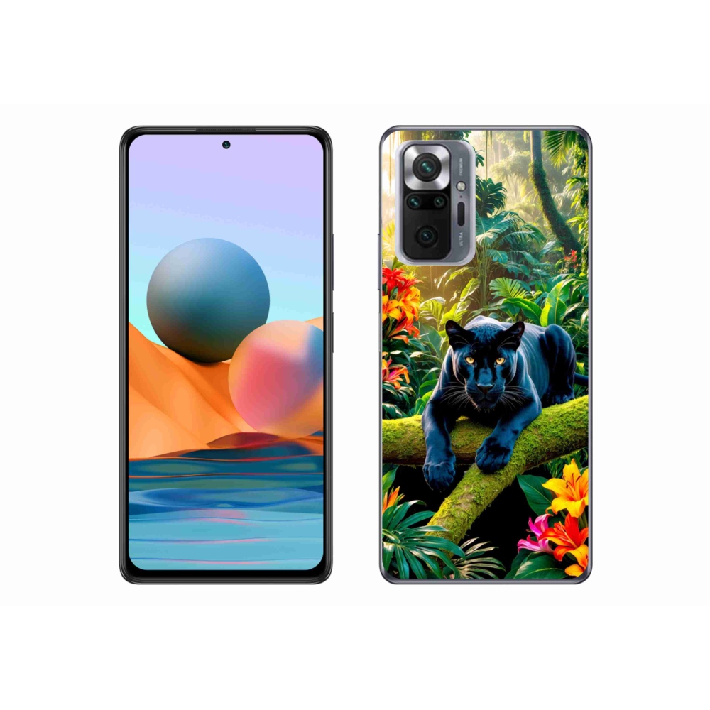 Gél borítás mmCase a Xiaomi Redmi Note 10 Pro számára - fekete párduc a dzsungelben