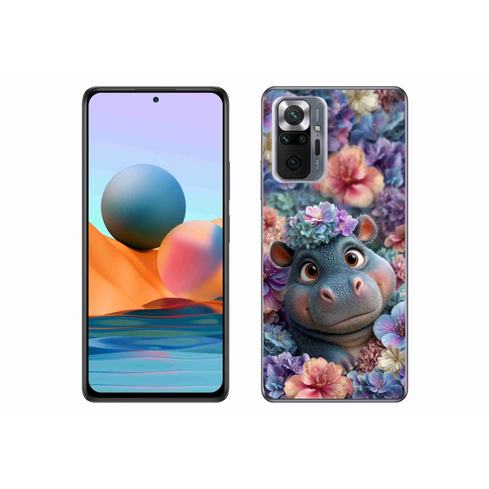 Gél borítás mmCase a Xiaomi Redmi Note 10 Pro készülékhez - víziló virágokban
