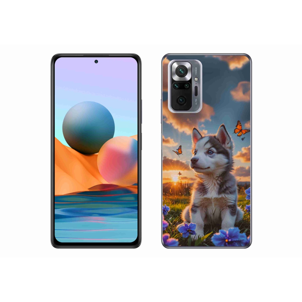 Gél borítás mmCase a Xiaomi Redmi Note 10 Pro készülékhez - husky a naplementében