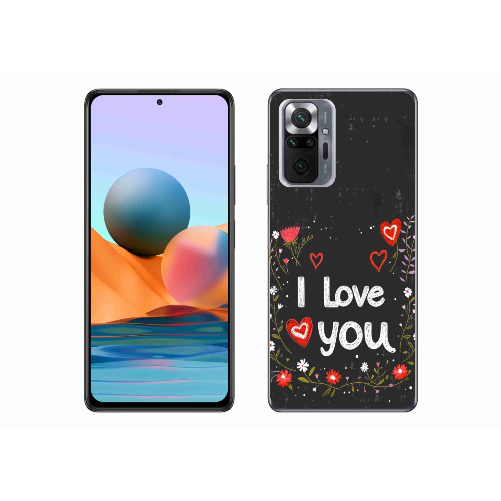 Gél borító mmCase a Xiaomi Redmi Note 10 Pro készülékhez - I love you fekete háttérrel