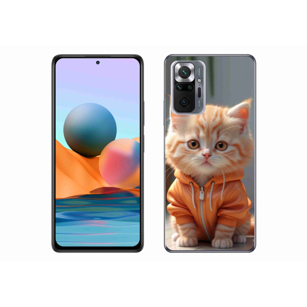 Gél borítás mmCase a Xiaomi Redmi Note 10 Pro számára - cica egy melegítőfelsőben