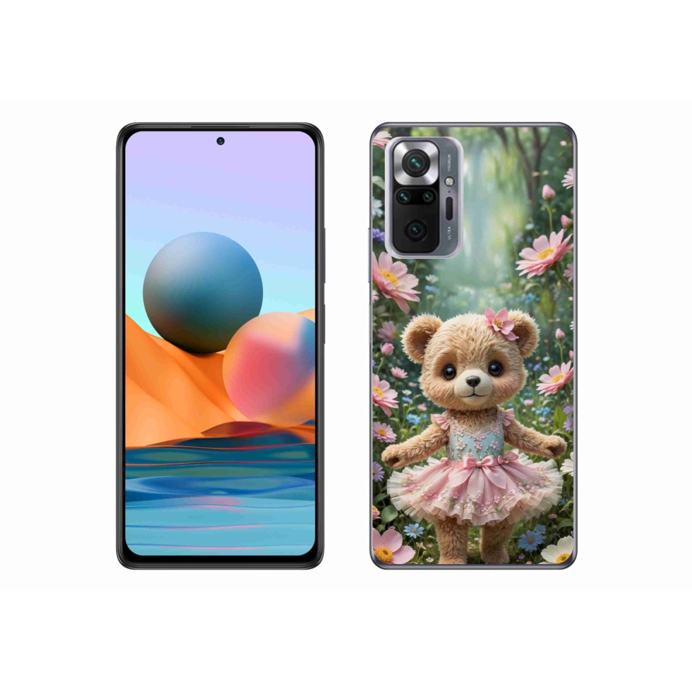 Gél borítás mmCase a Xiaomi Redmi Note 10 Pro számára - aranyos mackó virágokkal