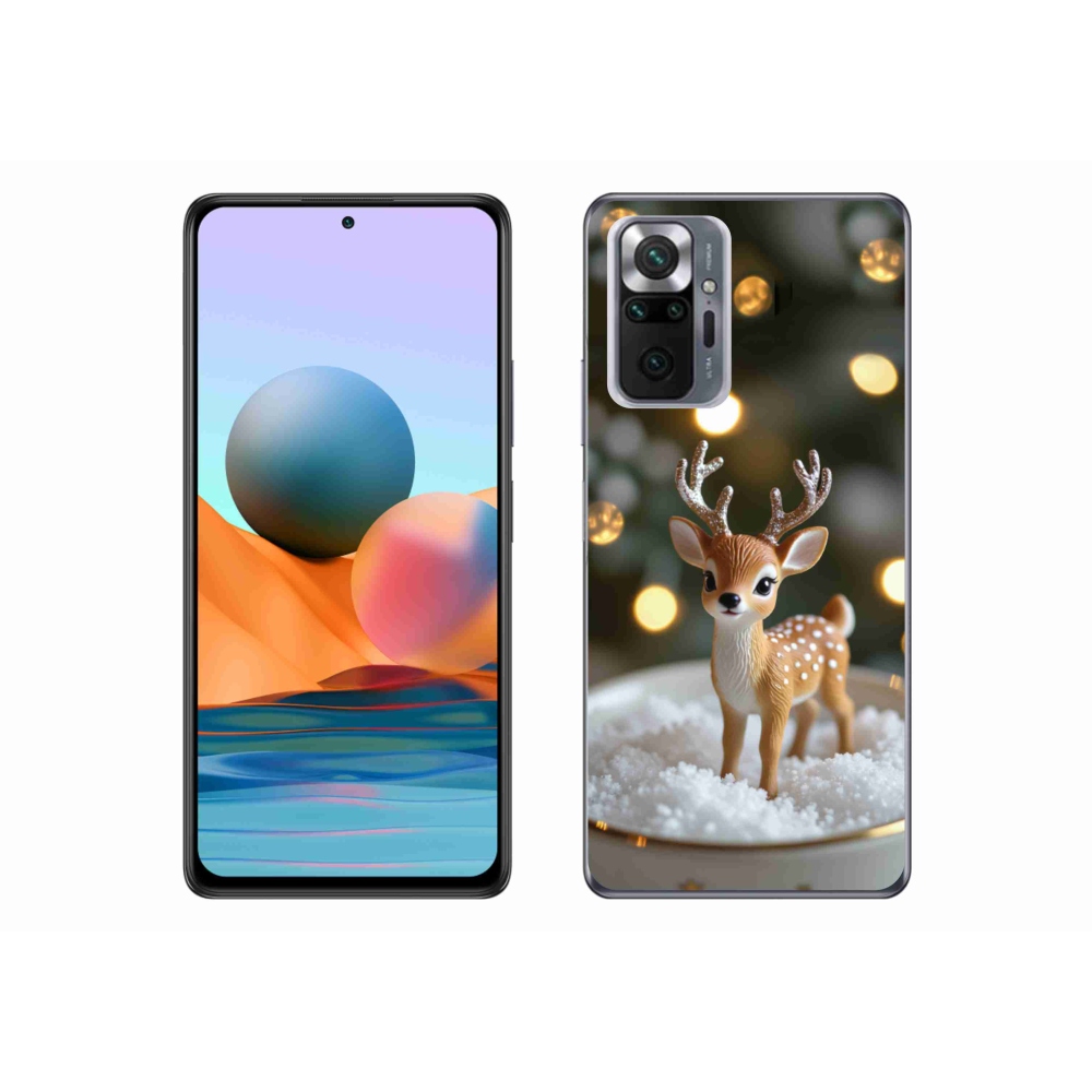 Gél borítás mmCase a Xiaomi Redmi Note 10 Pro számára - aranyos karácsonyi szarvasok
