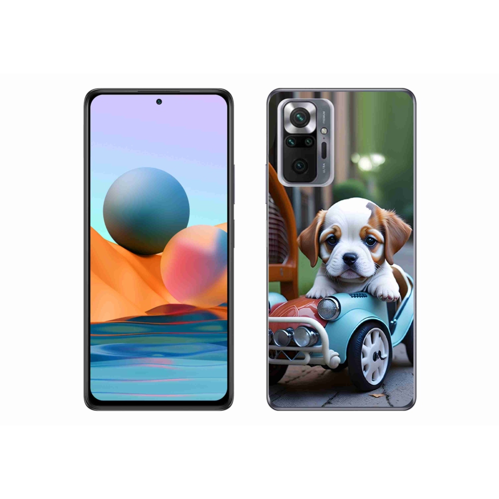 Gél borítás mmCase a Xiaomi Redmi Note 10 Pro számára - kiskutya a retro autóban