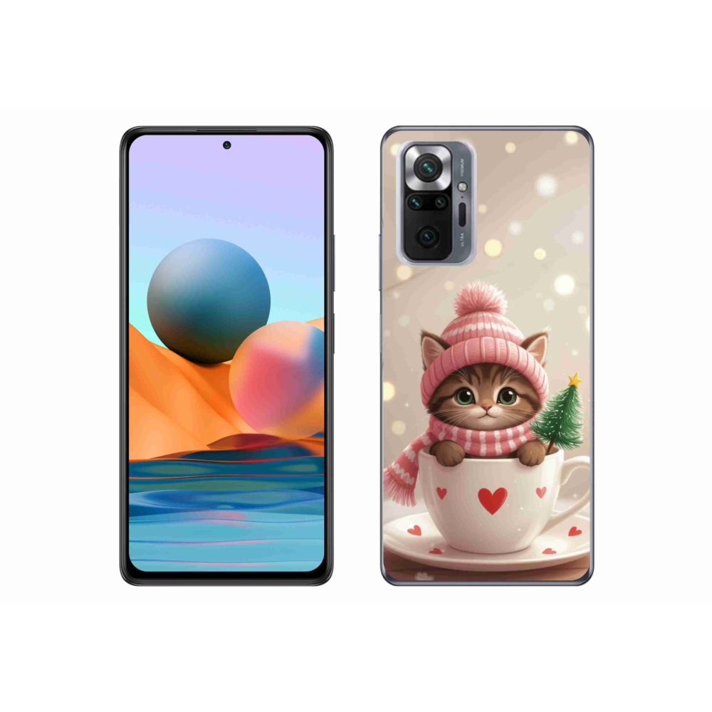 Gél borítás mmCase a Xiaomi Redmi Note 10 Pro számára - Karácsonyi cica a csészében