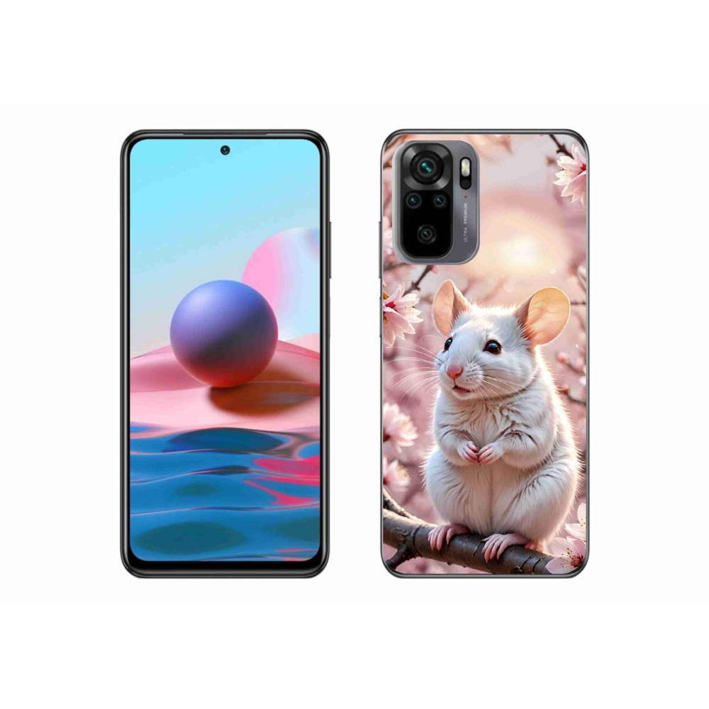 Gél borító mmCase a Xiaomi Redmi Note 10S-hez - fehér egér az ágon