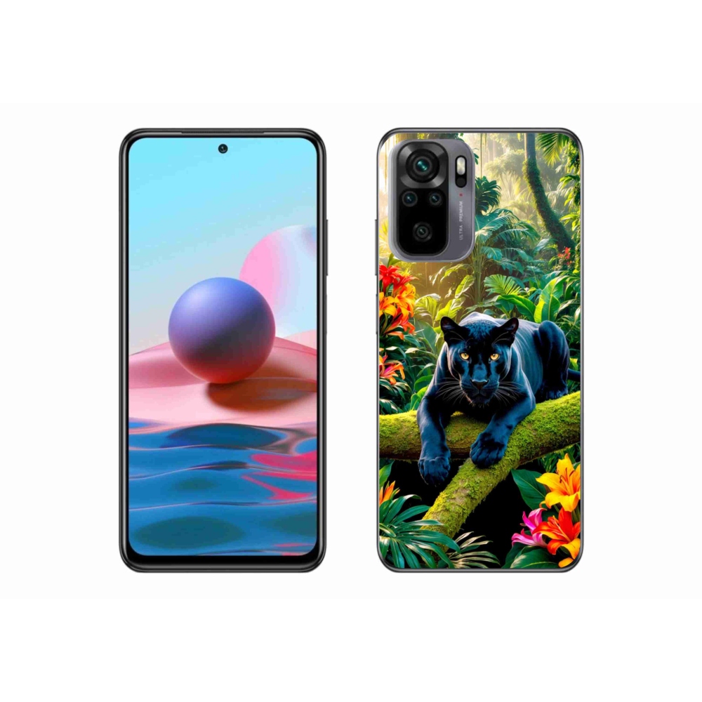 Gél borító mmCase a Xiaomi Redmi Note 10S-hez - fekete párduc a dzsungelben