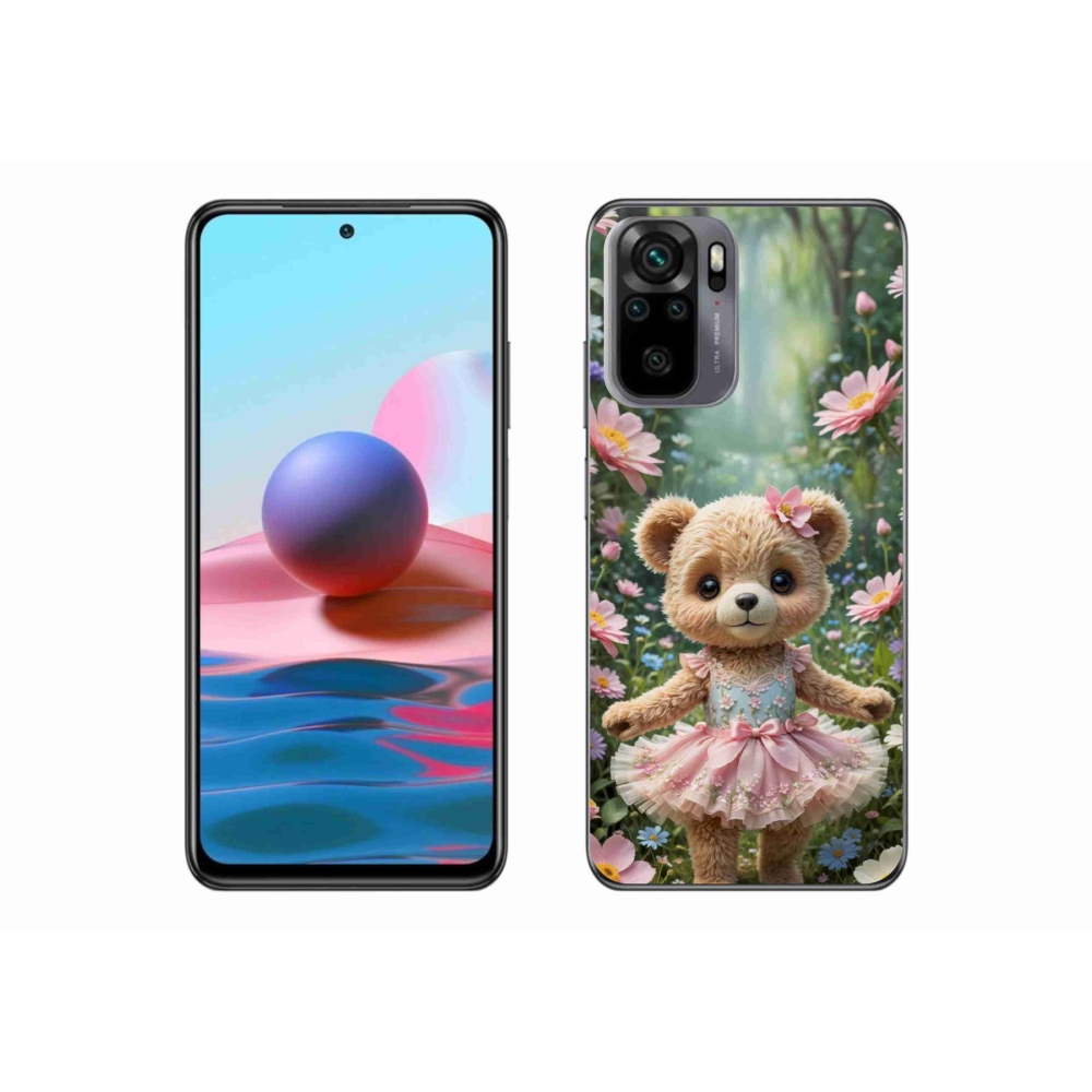 Gél borítás mmCase a Xiaomi Redmi Note 10S-hez - aranyos mackó virágokkal