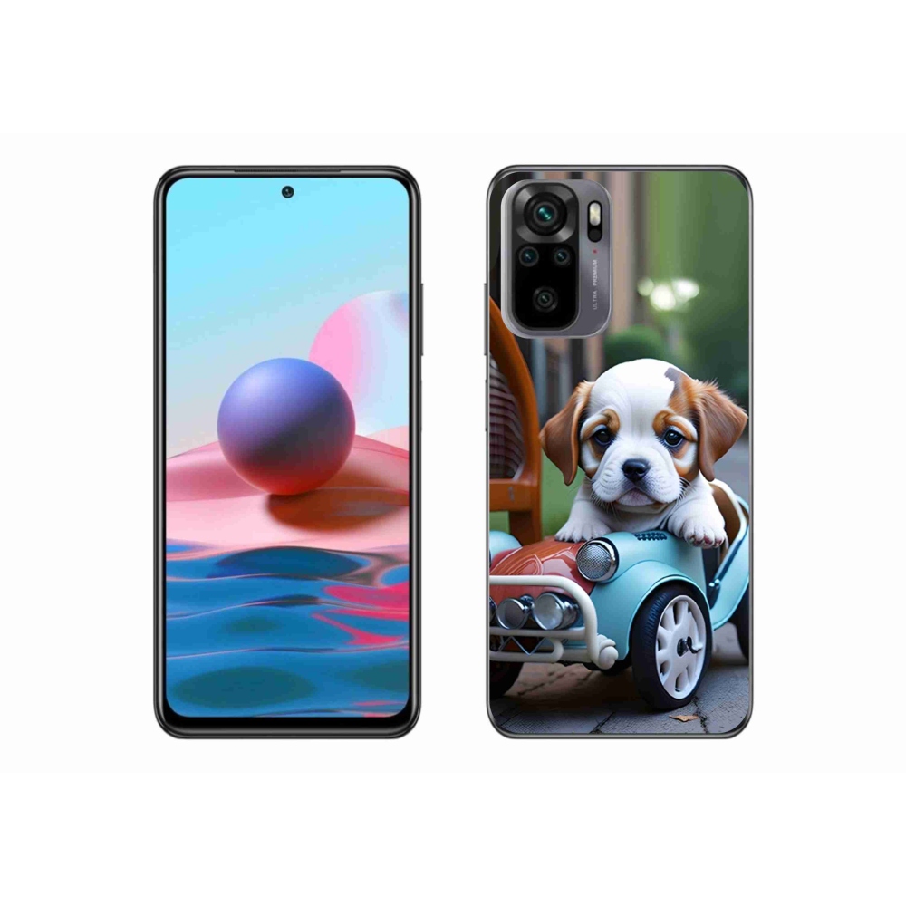 Gél borítás mmCase a Xiaomi Redmi Note 10S-hez - kiskutya a retro autóban