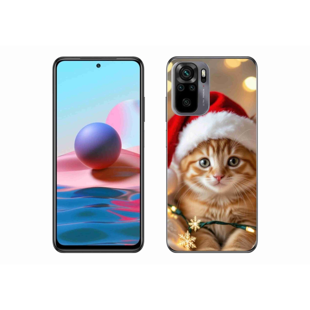 Gél borító mmCase a Xiaomi Redmi Note 10S-hez - Karácsonyi cica