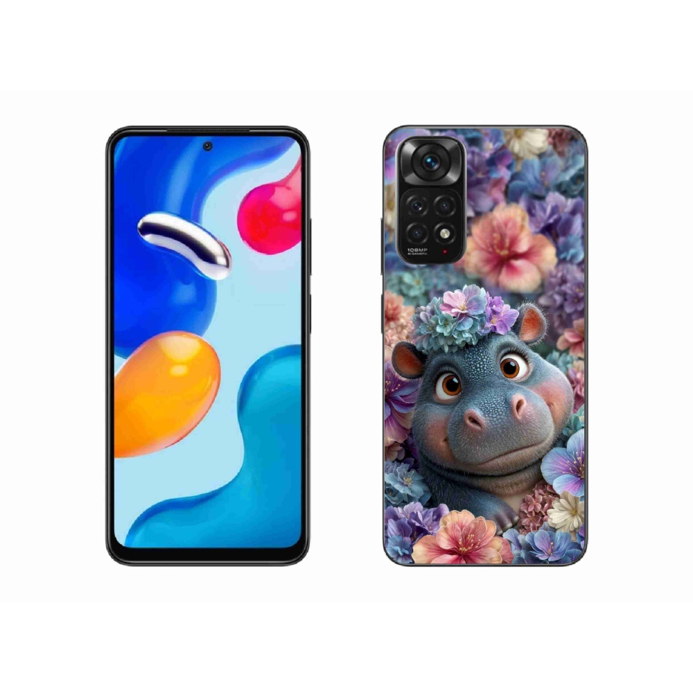 Gél borítás mmCase a Xiaomi Redmi Note 11 4G-hez - víziló virágokban
