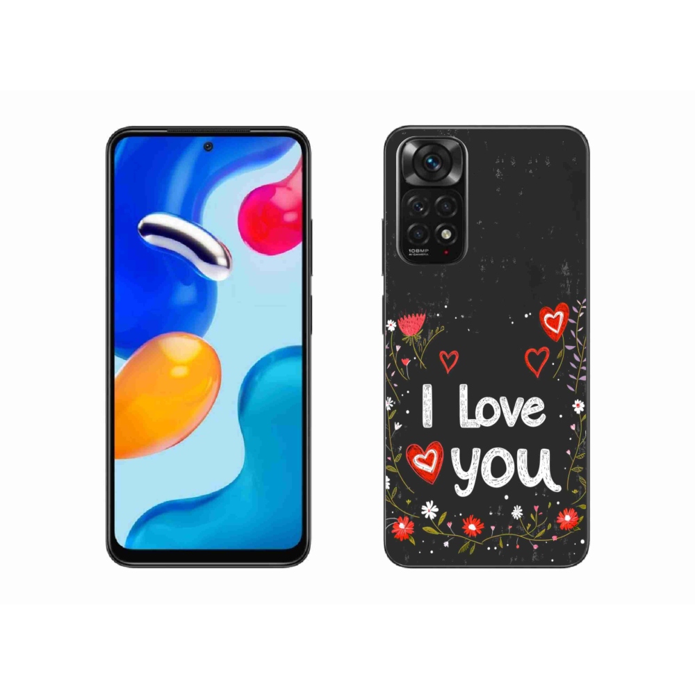 Gél borító mmCase a Xiaomi Redmi Note 11 4G-hez - I love you fekete háttérrel