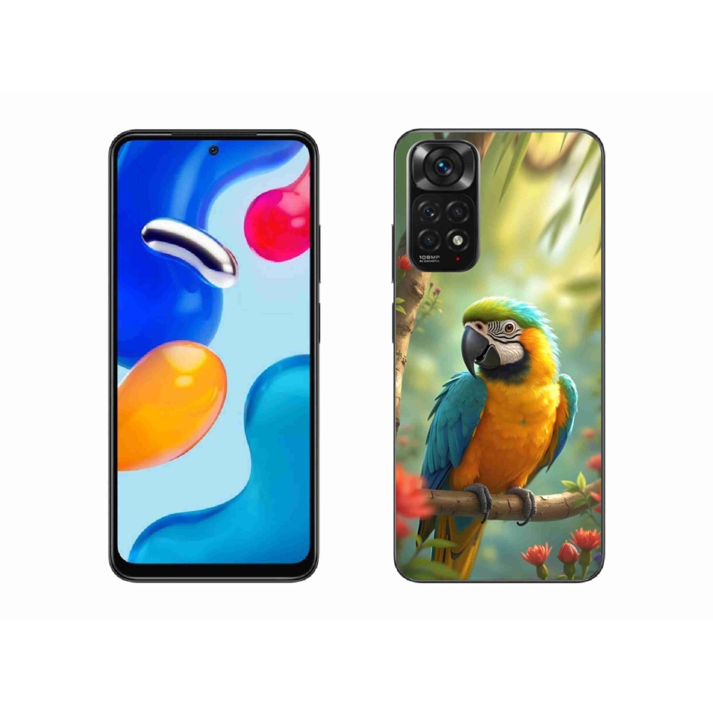 Gél borítás mmCase a Xiaomi Redmi Note 11 4G-hez - papagáj ara kék és sárga