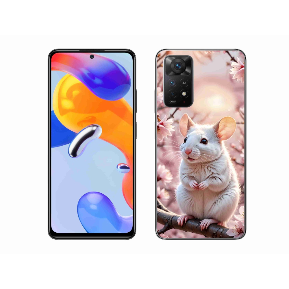 Gél borítás mmCase a Xiaomi Redmi Note 11 Pro 4G/5G-hez - fehér egér az ágon