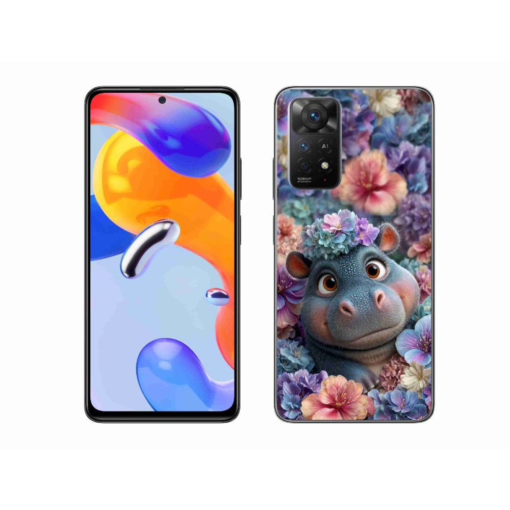 Gél borítás mmCase a Xiaomi Redmi Note 11 Pro 4G/5G számára - víziló virágokban