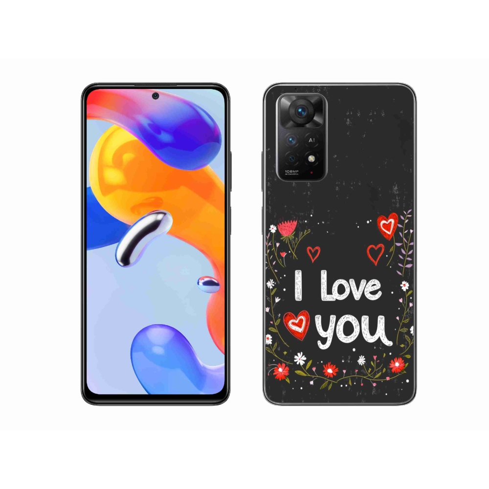 Gél borító mmCase a Xiaomi Redmi Note 11 Pro 4G/5G - I love you fekete háttérrel