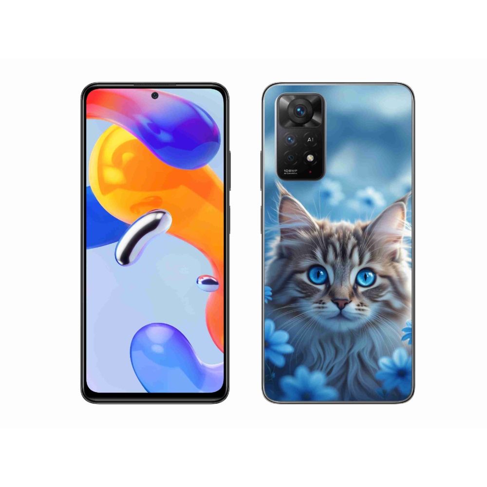 Gél borítás mmCase a Xiaomi Redmi Note 11 Pro 4G/5G számára - kék virágos cica