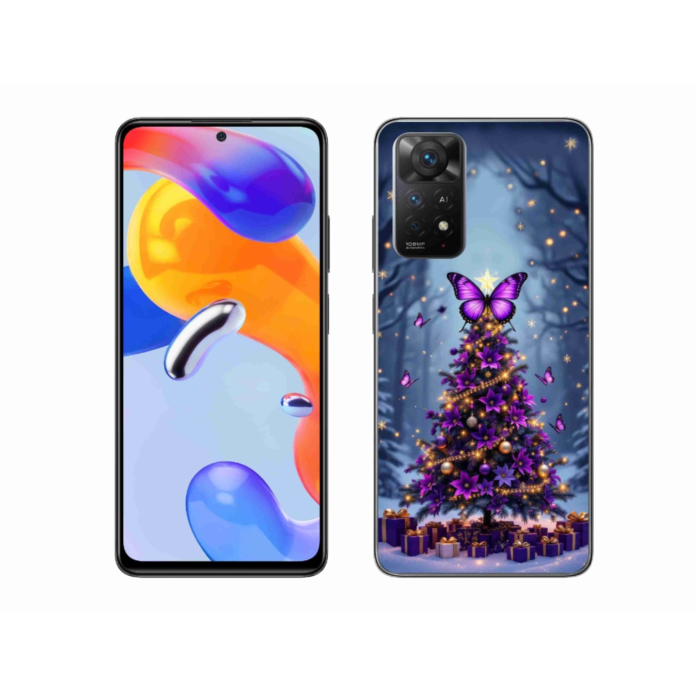 Gél borító mmCase a Xiaomi Redmi Note 11 Pro 4G/5G - pillangó karácsonyfa számára