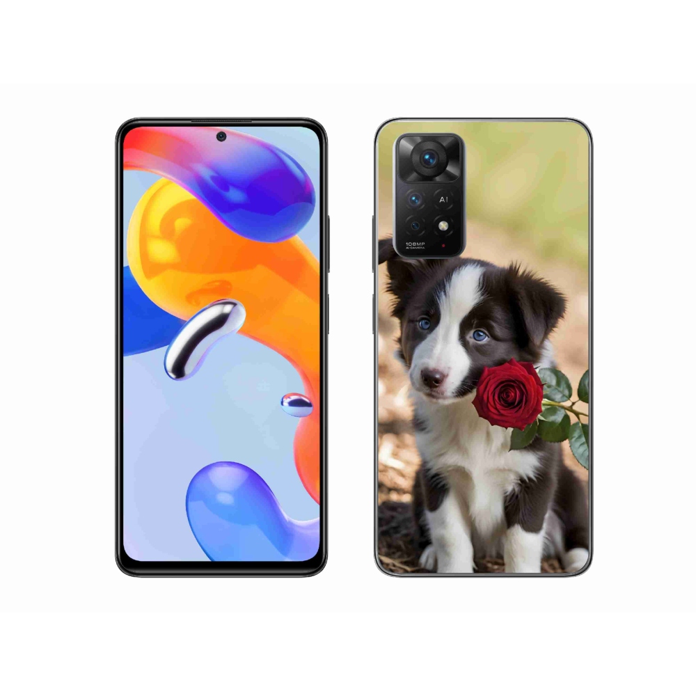 Gél borító mmCase a Xiaomi Redmi Note 11 Pro 4G/5G számára - aranyos border collie rózsával