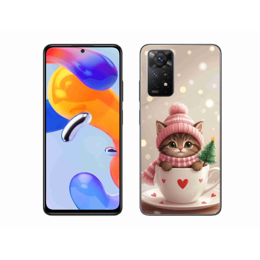 Gél borítás mmCase a Xiaomi Redmi Note 11 Pro 4G/5G-hez - Karácsonyi cica a csészében
