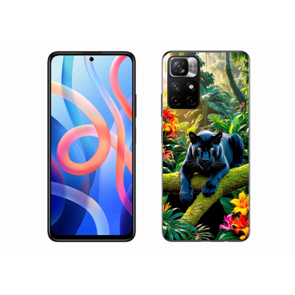 Gél borító mmCase a Xiaomi Redmi Note 11S 5G számára - fekete párduc a dzsungelben
