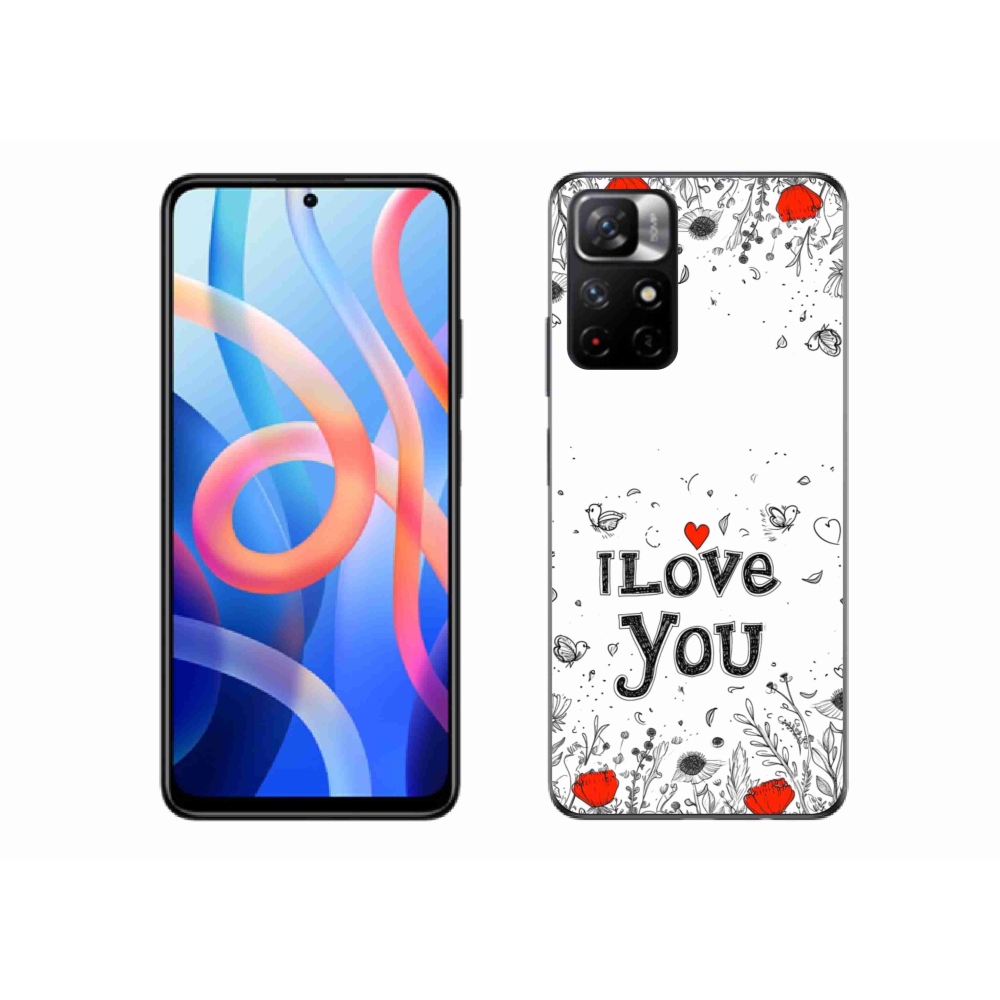 Gél borító mmCase a Xiaomi Redmi Note 11S 5G-hez - I love you fehér háttérrel