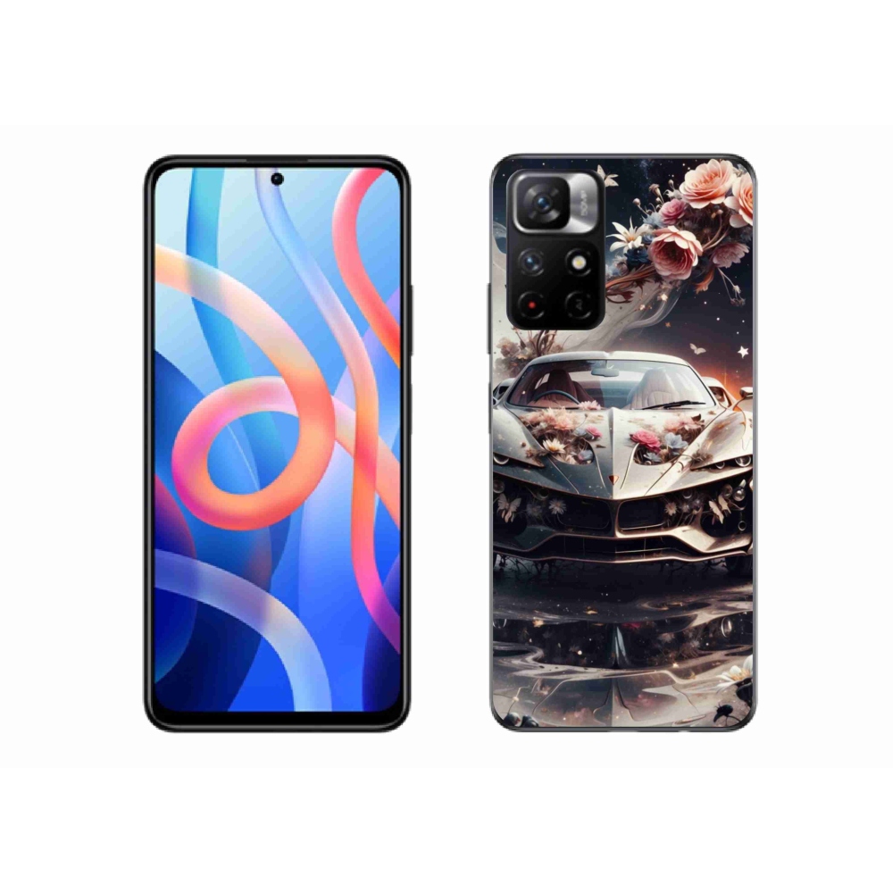 Gél borító mmCase a Xiaomi Redmi Note 11S 5G-hez - virágos sportkocsi