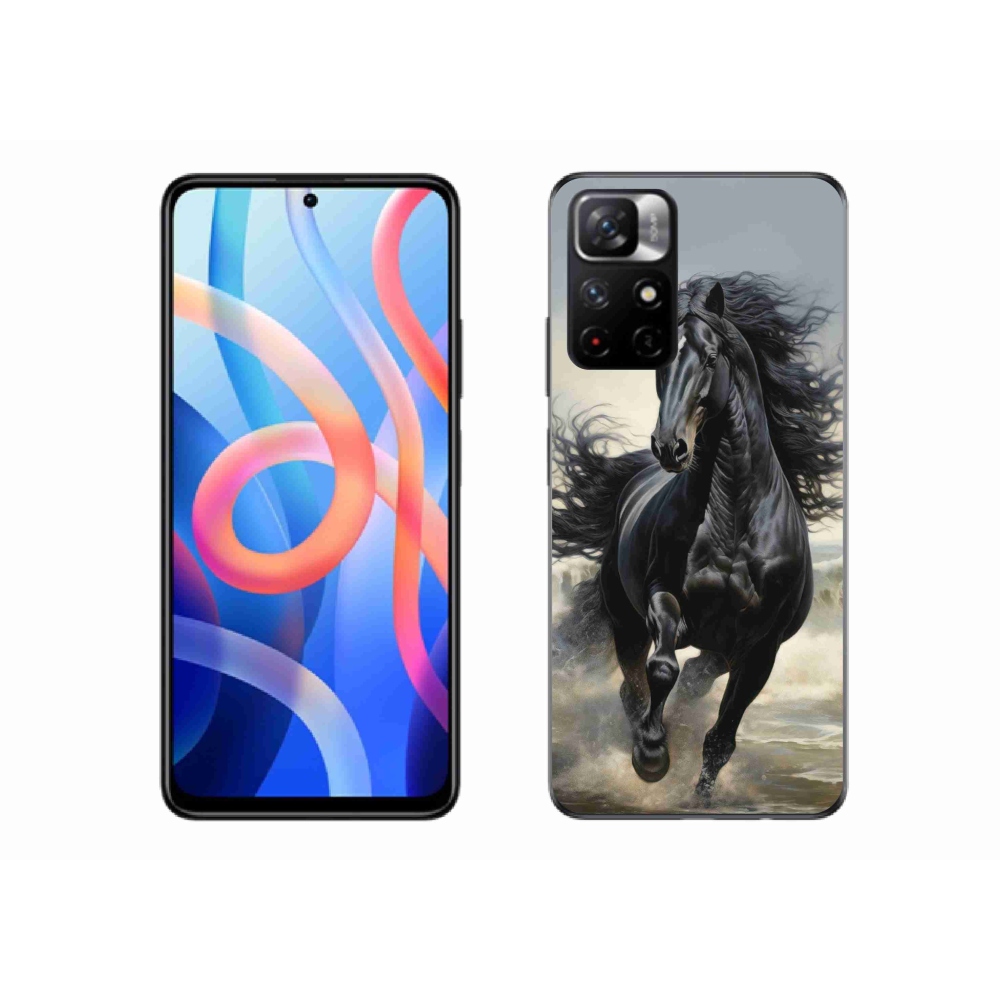 Gél borítás mmCase a Xiaomi Redmi Note 11S 5G/Poco M4 Pro 5G - futó fekete lóhoz