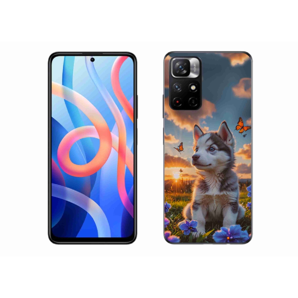 Gél borítás mmCase a Xiaomi Redmi Note 11S 5G/Poco M4 Pro 5G számára - husky a naplementében
