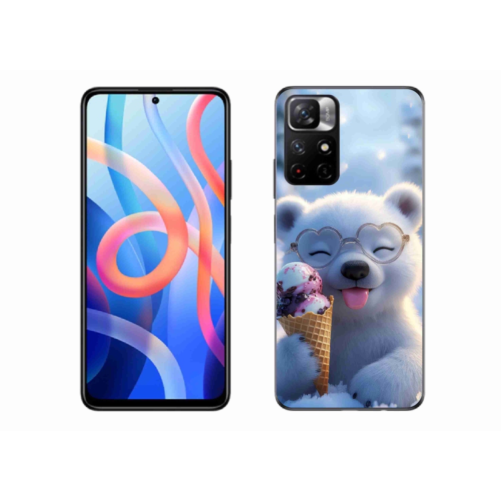 Gél borítás mmCase a Xiaomi Redmi Note 11S 5G/Poco M4 Pro 5G számára - mackó fagylalttal