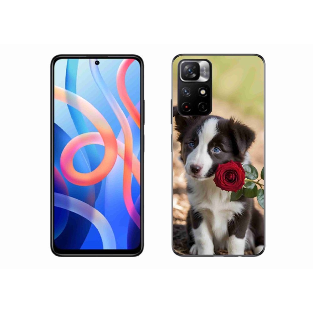 Gél borító mmCase a Xiaomi Redmi Note 11S 5G/Poco M4 Pro 5G számára - aranyos border collie rózsával