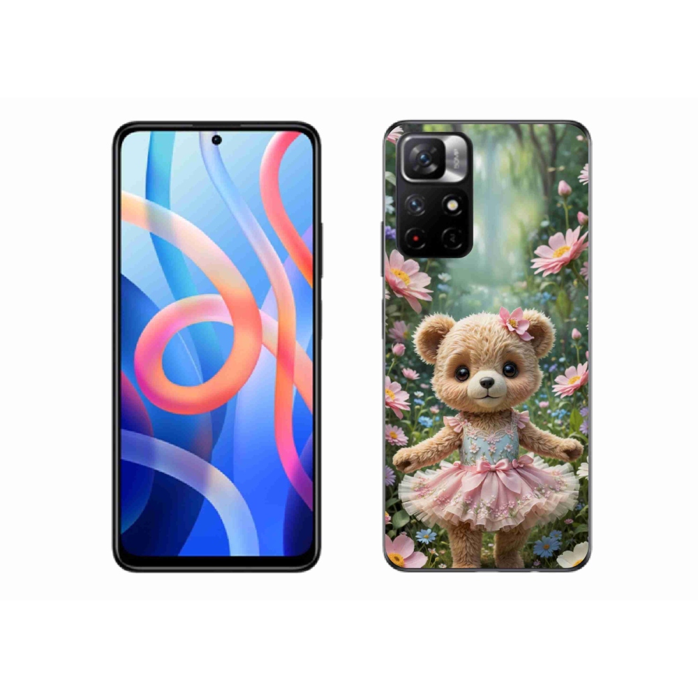 Gél borítás mmCase a Xiaomi Redmi Note 11S 5G/Poco M4 Pro 5G számára - aranyos virágos mackó virágokban