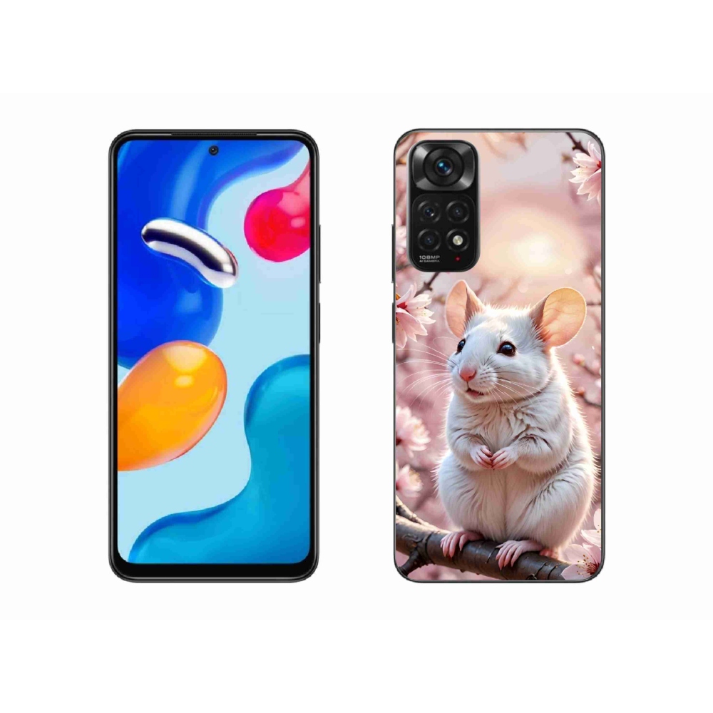 Gél borító mmCase a Xiaomi Redmi Note 11S-hez - fehér egér az ágon