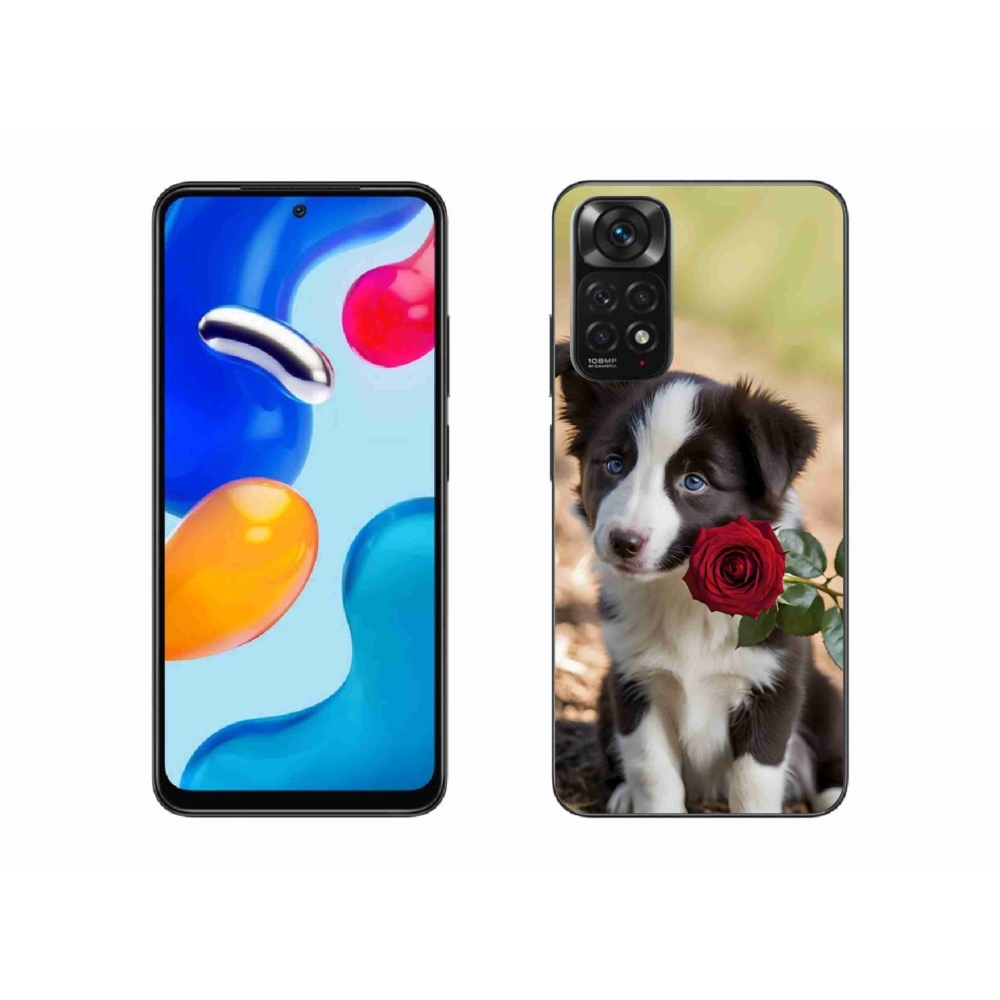 Gél borító mmCase a Xiaomi Redmi Note 11S-hez - aranyos border collie rózsával