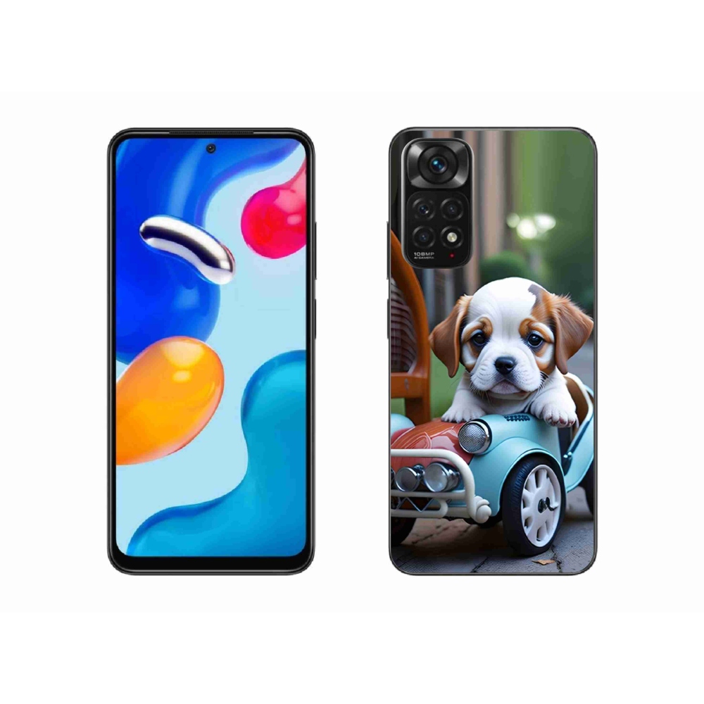 Gél borítás mmCase a Xiaomi Redmi Note 11S-hez - kiskutya a retro autóban